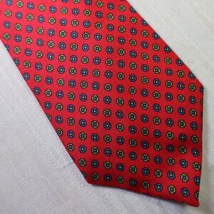 E.MARINELLA NAPLES Red Silk Tie Necktie ITALY CLASSIC SELF TIPPED Macclesfield